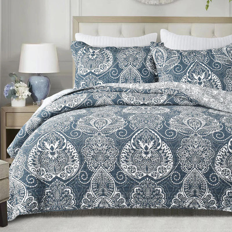Elegant 100% Cotton Night Reflections Coverlet Set for Queen Bed