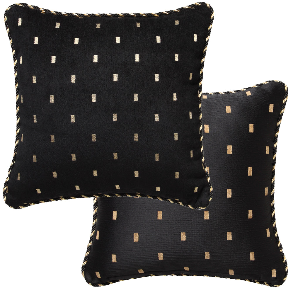 Luxurious Massimo Black Square Chenille Filled Decorative Bedroom Cushion
