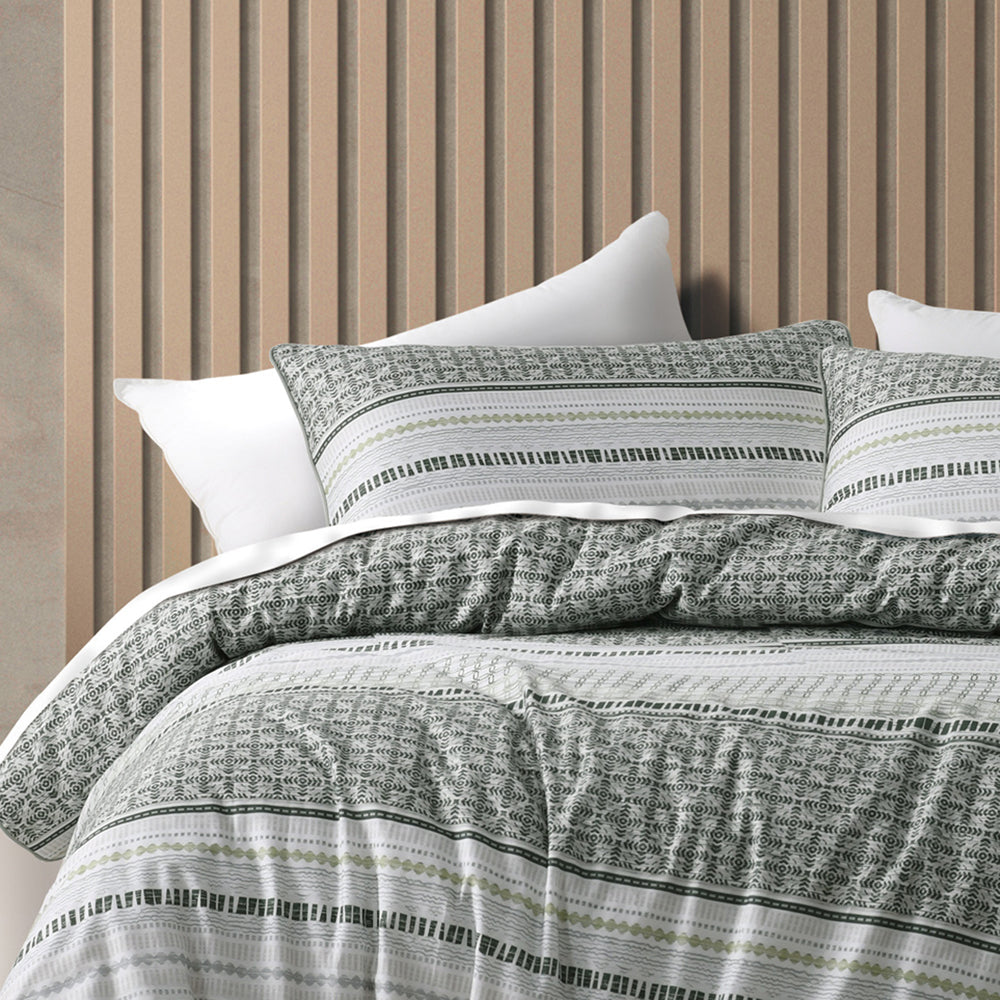 Bianca Drake Double Bed Quilt Cover Set in Trendy Green