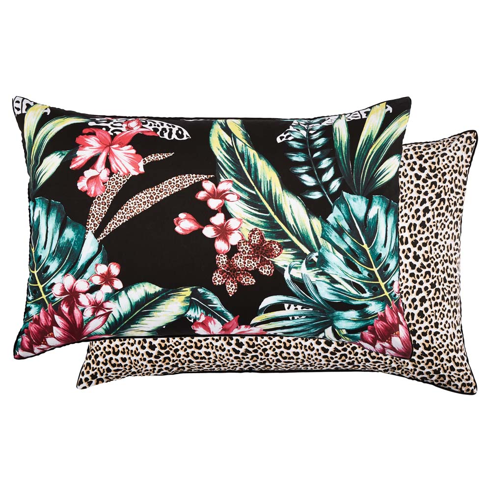 Logan and Mason Etta Double Bed Black Quilt Cover Set with Exotic Design
