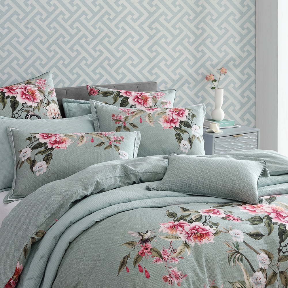 Logan and Mason Lisha Sage Luxury Quilt Cover Set for King-Sized Bed
