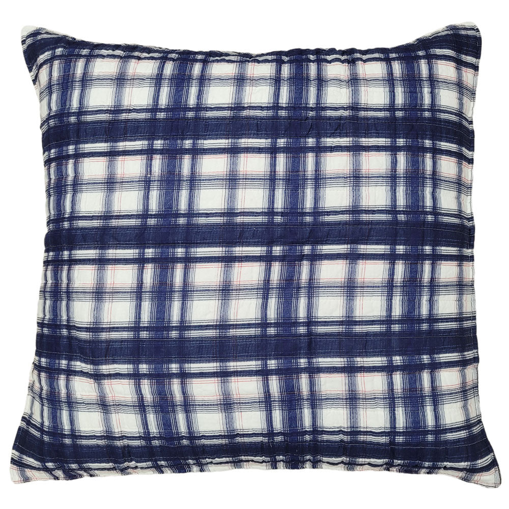 Stylish White and Blue Robin Plaid All - Cotton European Pillowcase