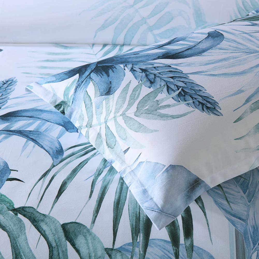 Double Bed Bianca Kailua Teal Cotton Sateen Quilt Cover Set