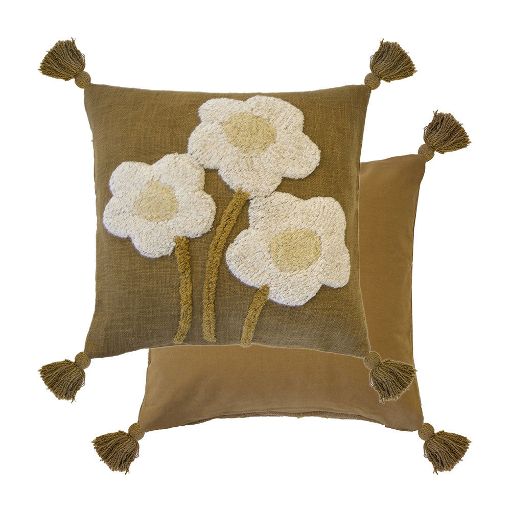 Bambury Blossom Hazel Square Decorative Filled Cushion with Cotton Tufting