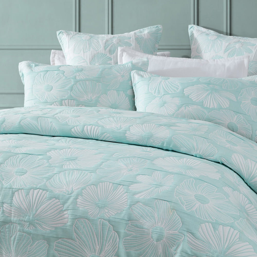 Super King Poppi Aqua Reversible Quilt Cover Set with Stylish Flair
