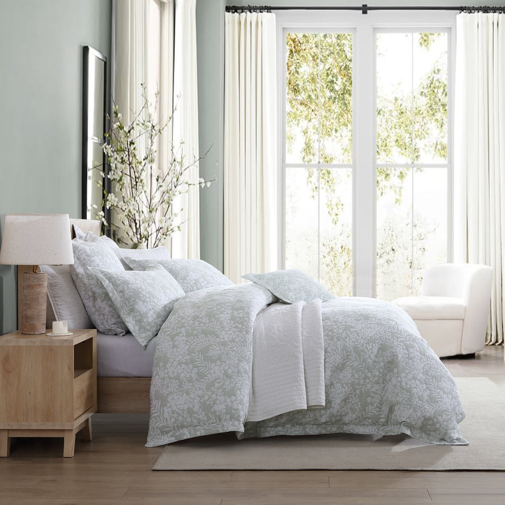 Quinn Sage Quilt Cover Set for Queen-Size Bed | Private Collection