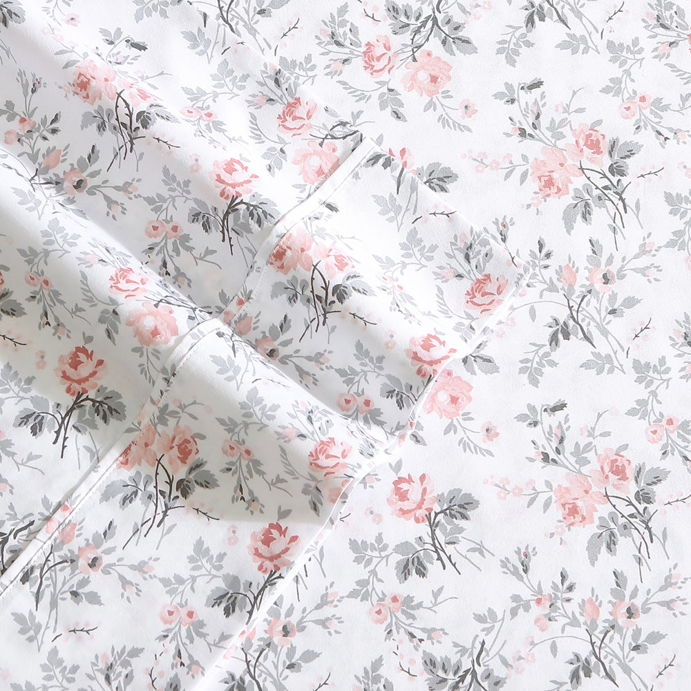 Luxurious Laura Ashley Geneva Blush and Grey King Bed Sheet Set
