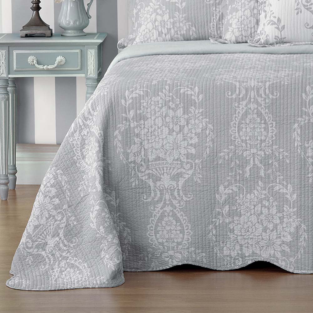 Elegant Florence Grey Bedspread Set for King-Size Bed