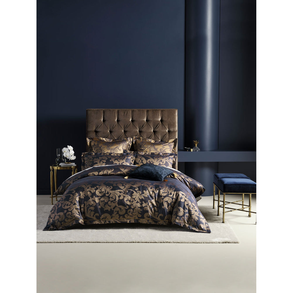 Graceful Verity Navy King - Sized Bed Quilt Cover Set by Linen House