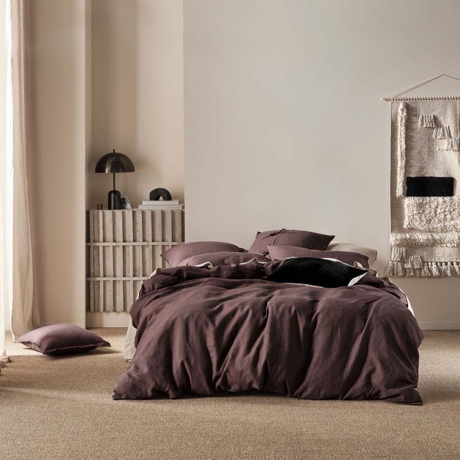 Double Bed Linen House Nimes Espresso Quilt Cover Set for All - Season Use