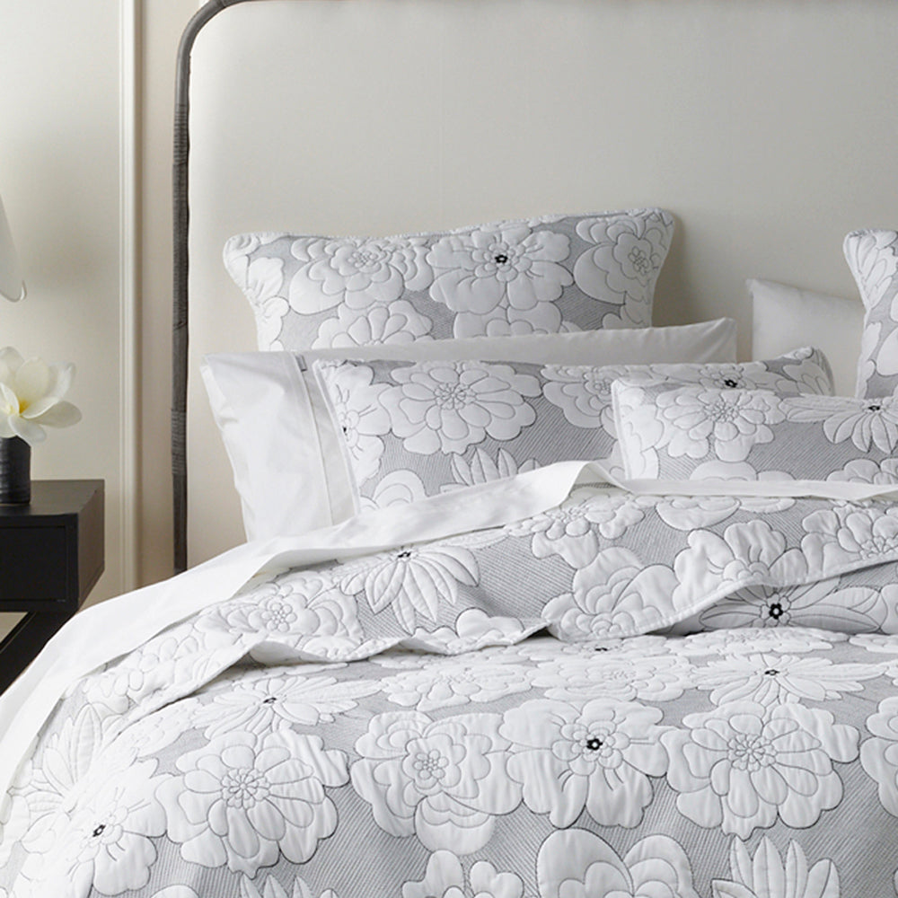 Leona White Super King Size Bedspread Set with Floral Design