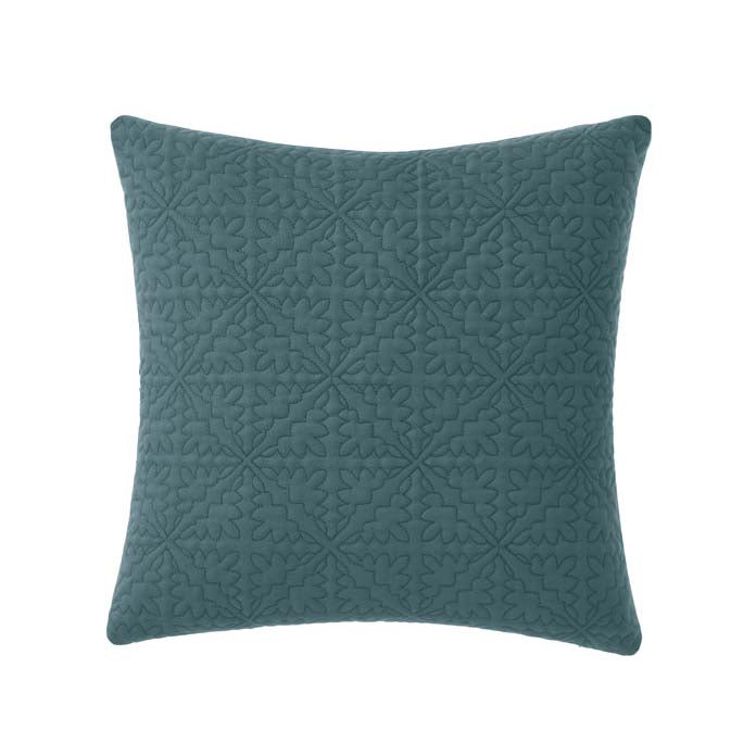 Isadora Petrol Square Quilted Linen-Look Filled Decorative Cushion