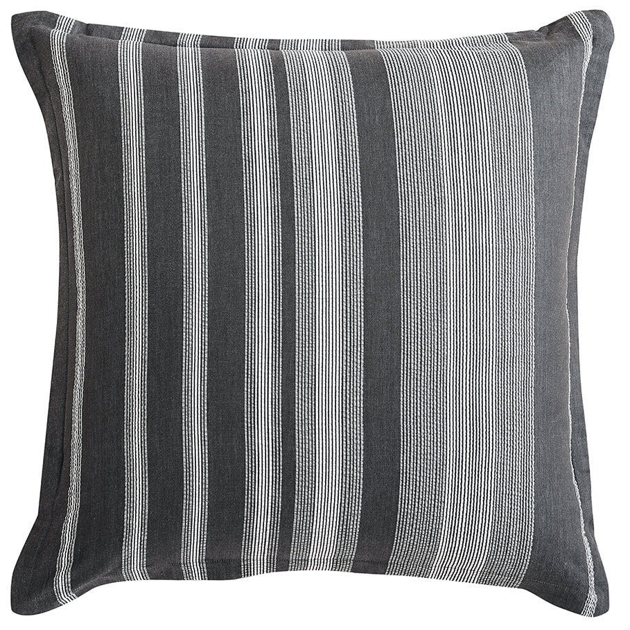 Logan and Mason's Hunter Charcoal European-Style Decorative Pillowcase with Modern Stripe Design