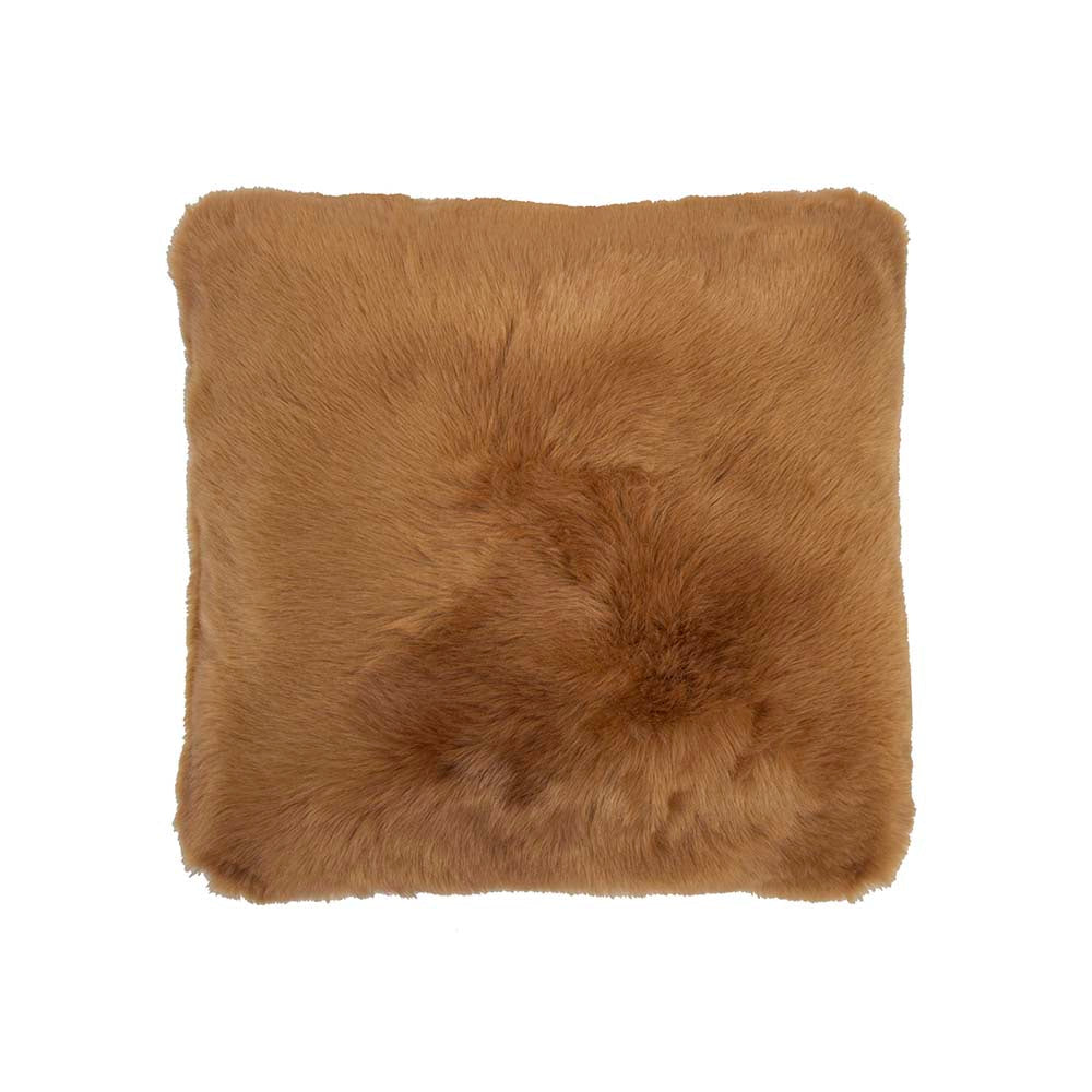 High - quality Butterscotch - colored Square Faux Fur Decorative Filled Cushion
