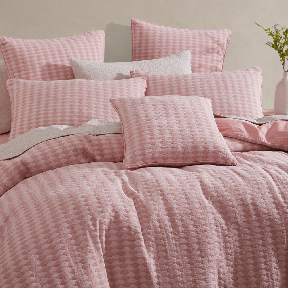 Frankie Blush King Size Quilt Cover Set with Natural Texture