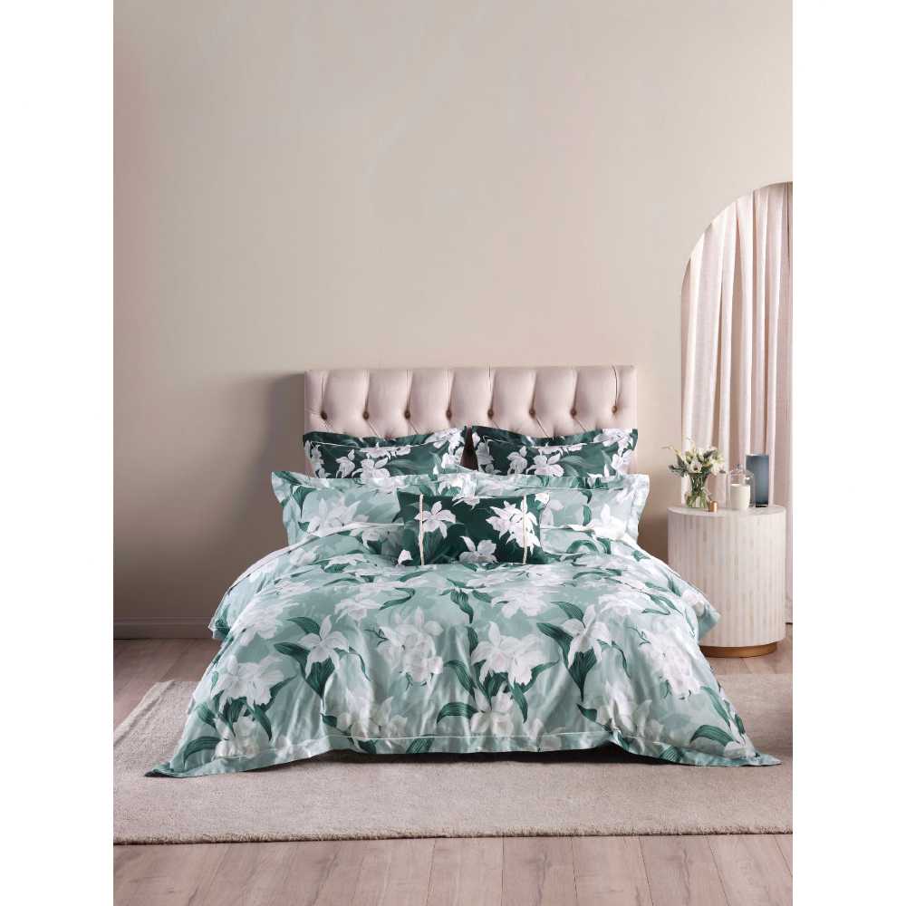 Graceful Queen Bed Cattleya Mist Quilt Cover Set by Linen House
