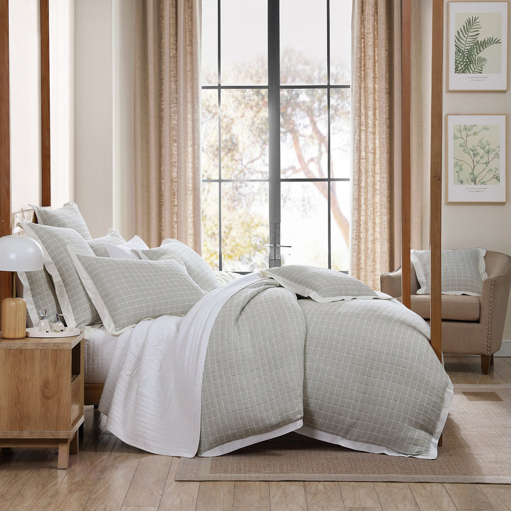 Kingston Moss Super King Size Quilt Cover Set with a Masculine Charm