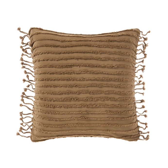 European-style Dunaway Timber Cotton Pillowcase with Tufted Stripes and Tassels