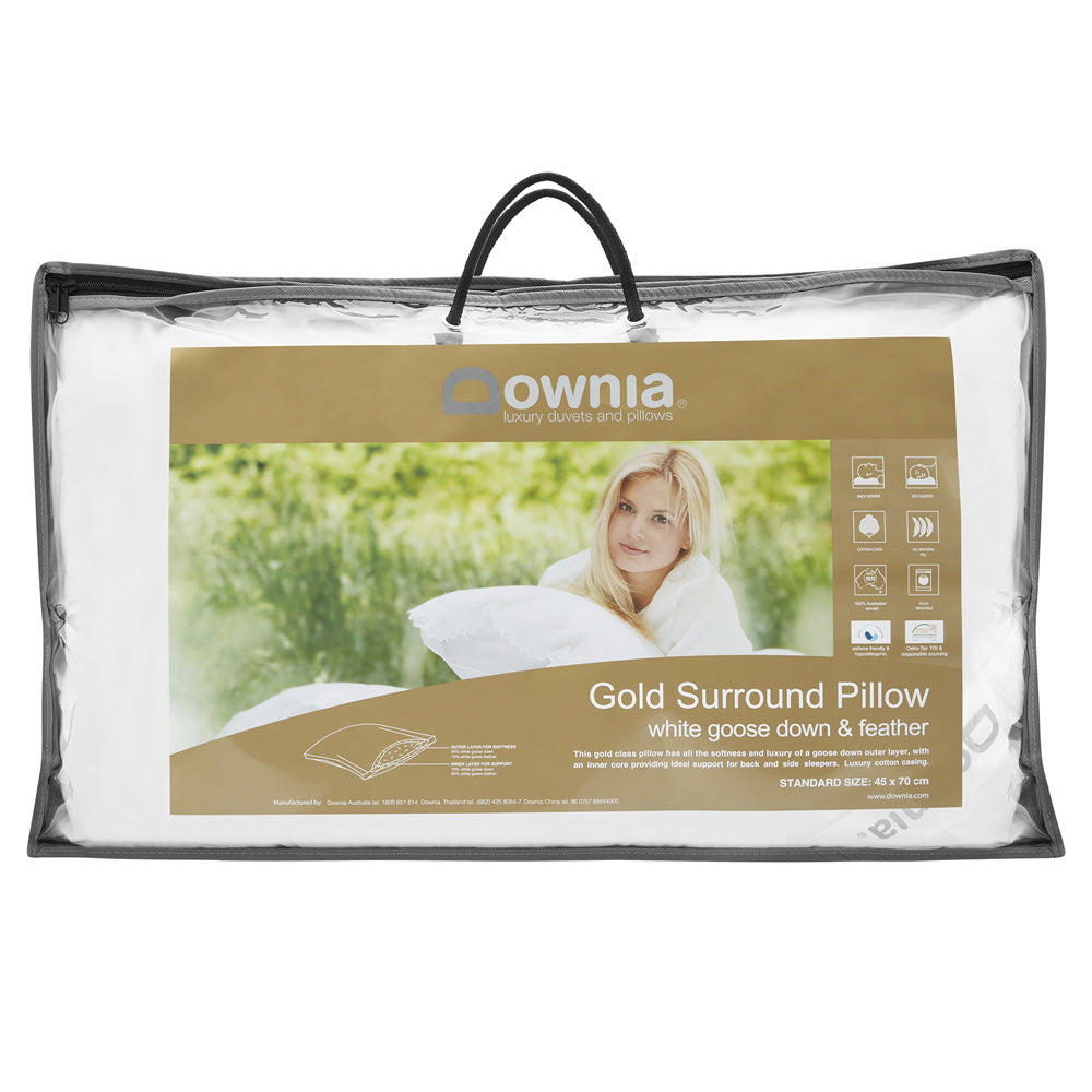 Downia Gold Collection Medium-Profile Pillow with Down and Feather Filling