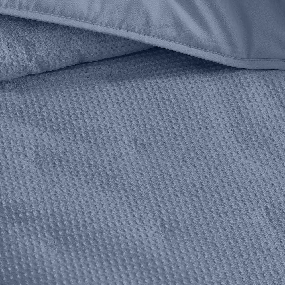 Platinum Logan and Mason Ascot Steel Pillow Sham Set - A Pair of Textured Waffle Weave Pillow Shams