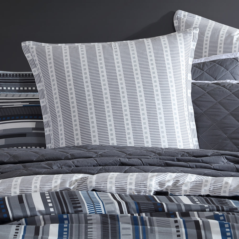 Charcoal Urban Stripe European-Style Pillowcase for Contemporary Bedrooms