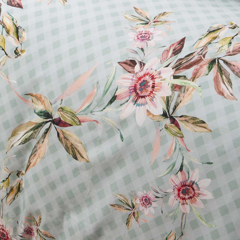 Darlita Sage King Bed Quilt Cover Set with Pastel Floral Design