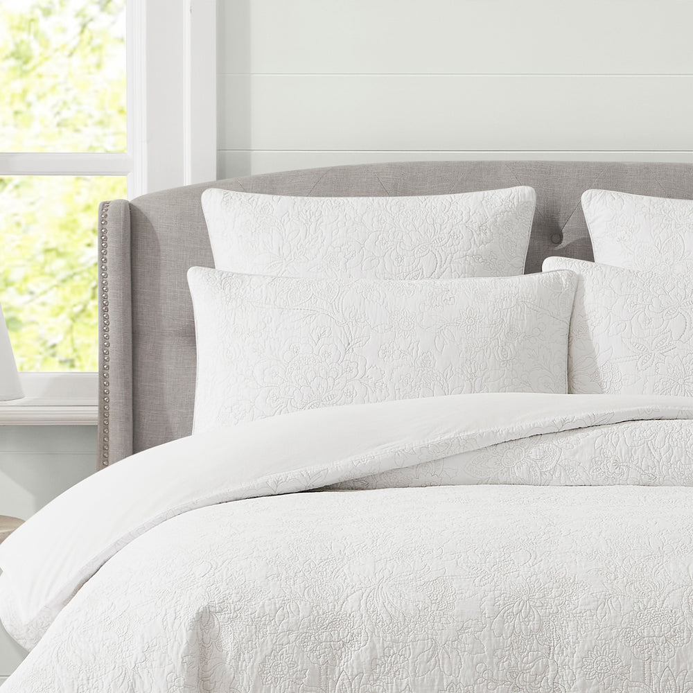 Off-White Trailing Laurissa European Pillowcase by Laura Ashley