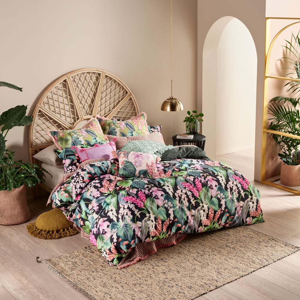 Linen House Jonie Multi Quilt Cover Set for Double Bed - A Tropical Print Bedding Set
