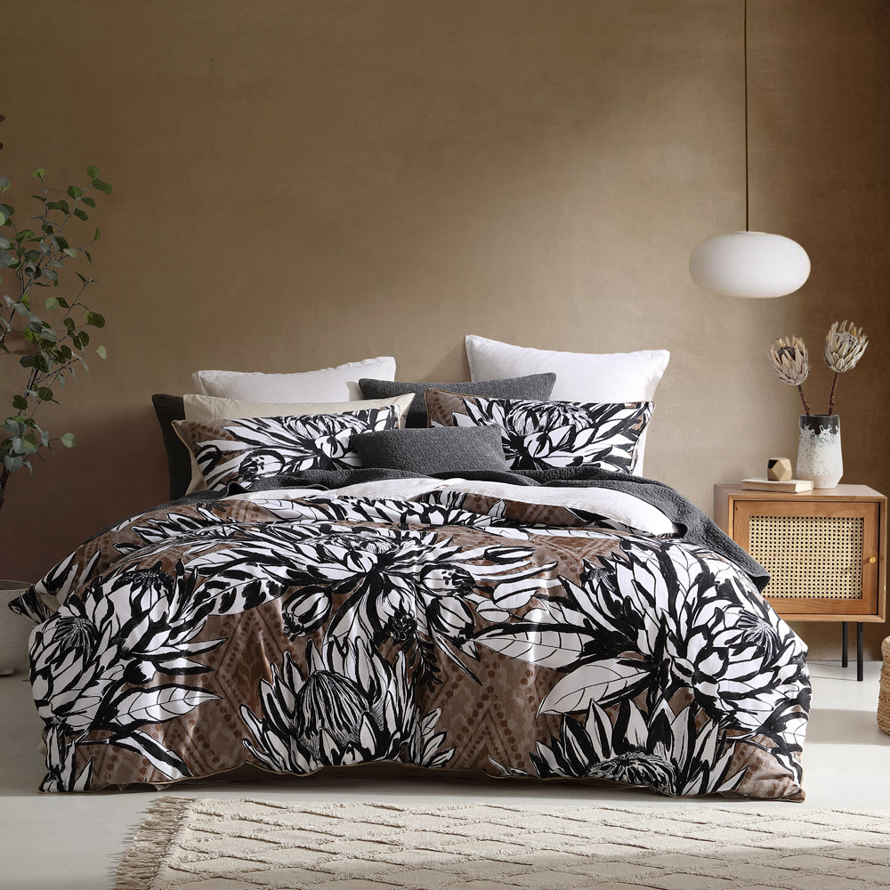 King - Sized Logan and Mason Hinton Quilt Cover Set with Protea Design