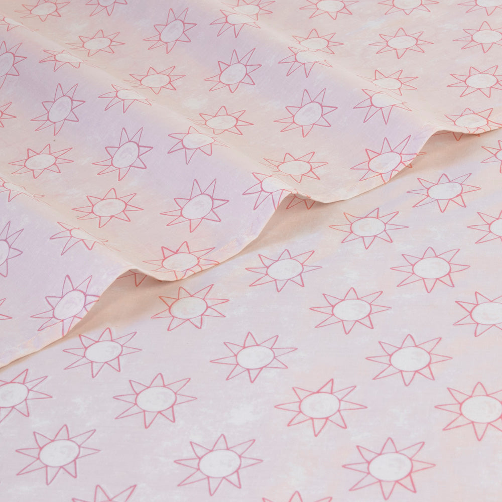 Pastel Pink Suns Sheet Set for Double Bed by Jelly Bean Kids