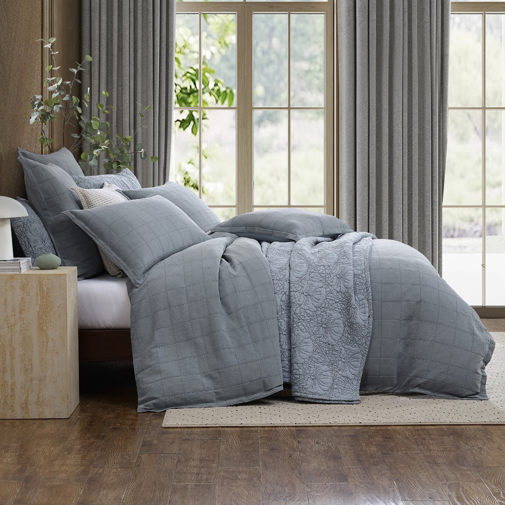 King Size Artemis Denim Quilt Cover Set for Bedroom Decor