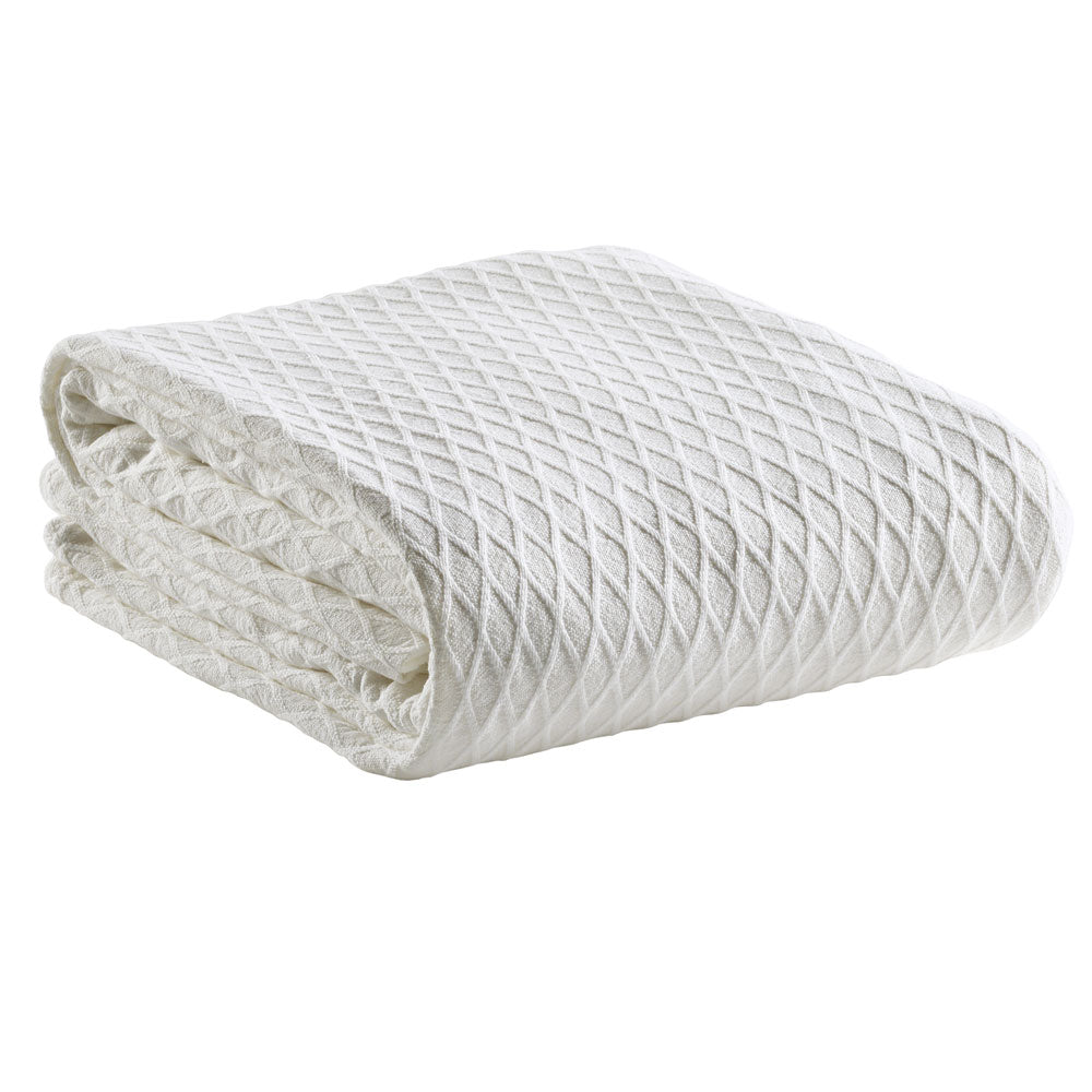 Soft 100% Cotton Gosford White Blanket for Single or Double Bed