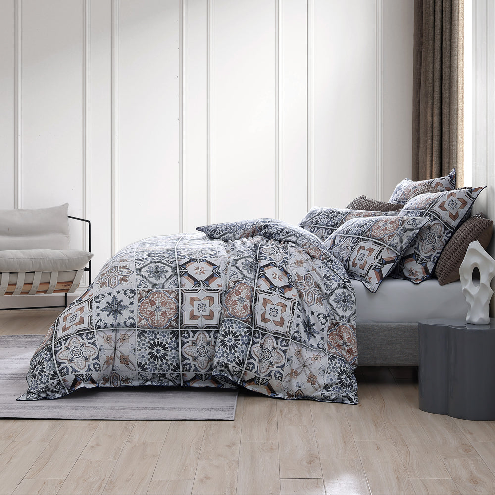 Luxurious Navy Quilt Cover Set for King - Sized Bed from the Private Collection Restore