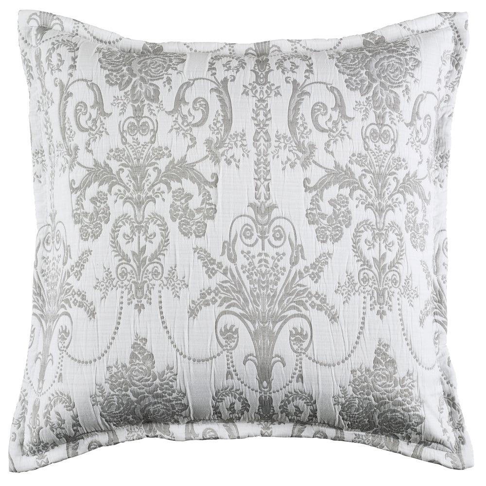 Sophisticated Olivia Grey European-Sized Pillowcase with Rose Design
