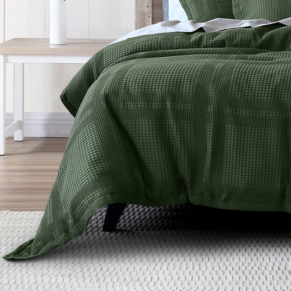 Bianca Sussex Queen - Sized Forest Green Cotton Quilt Cover Set