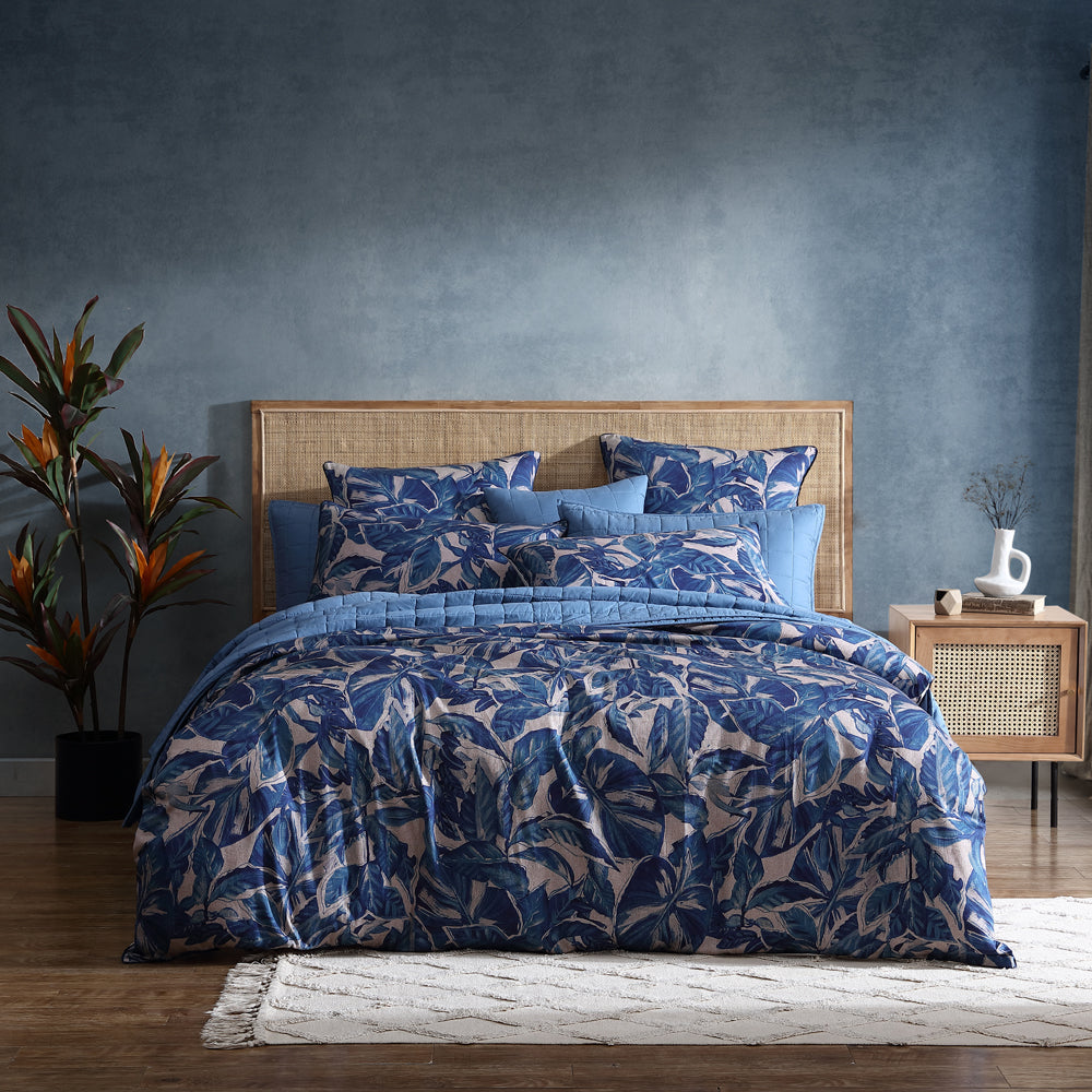 Logan and Mason Elio Blue Super King Size Quilt Cover Set for Bedrooms