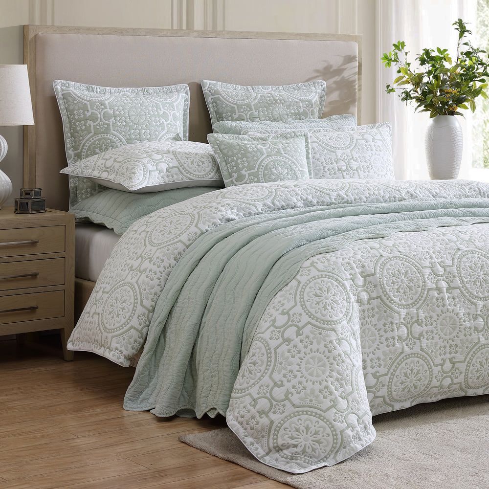 Mayfair Sage Super King Size Luxury Quilt Cover Set for Bed Decoration