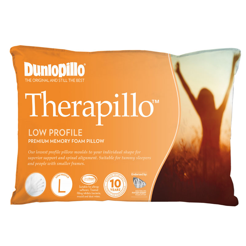 Dunlopillo Therapillo Memory Foam Pillow with Low Profile for Superior Support