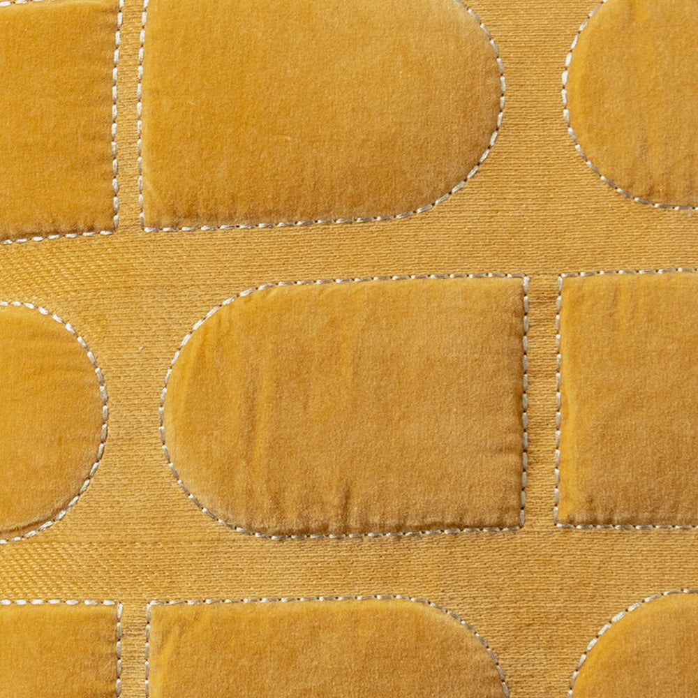 KAS Heda Mustard Soft Cotton Square Quilted Filled Decorative Cushion