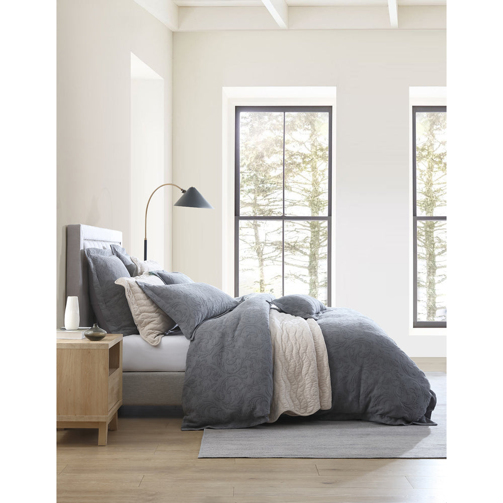 Luxurious Super King Size Marbella Charcoal Quilt Cover Set for Bedroom Decor