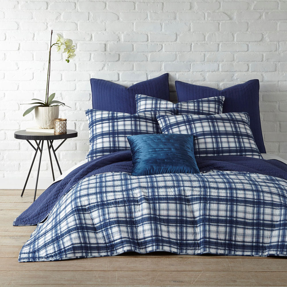 Super King Robin Plaid Cotton Coverlet Set with Breathable Fill