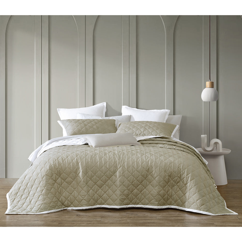 Essex Olive Herringbone Bedspread for Queen-Size Bed