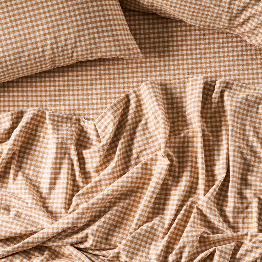 Linen House Springsteen Caramel Bed Sheet Set for Double Bed, Soft and Comfortable