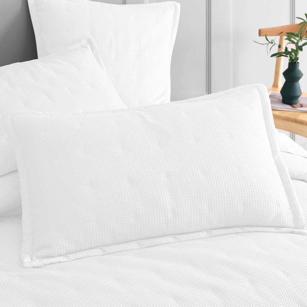 Pair of Ascot Style White Pillowshams | 2 Piece Set