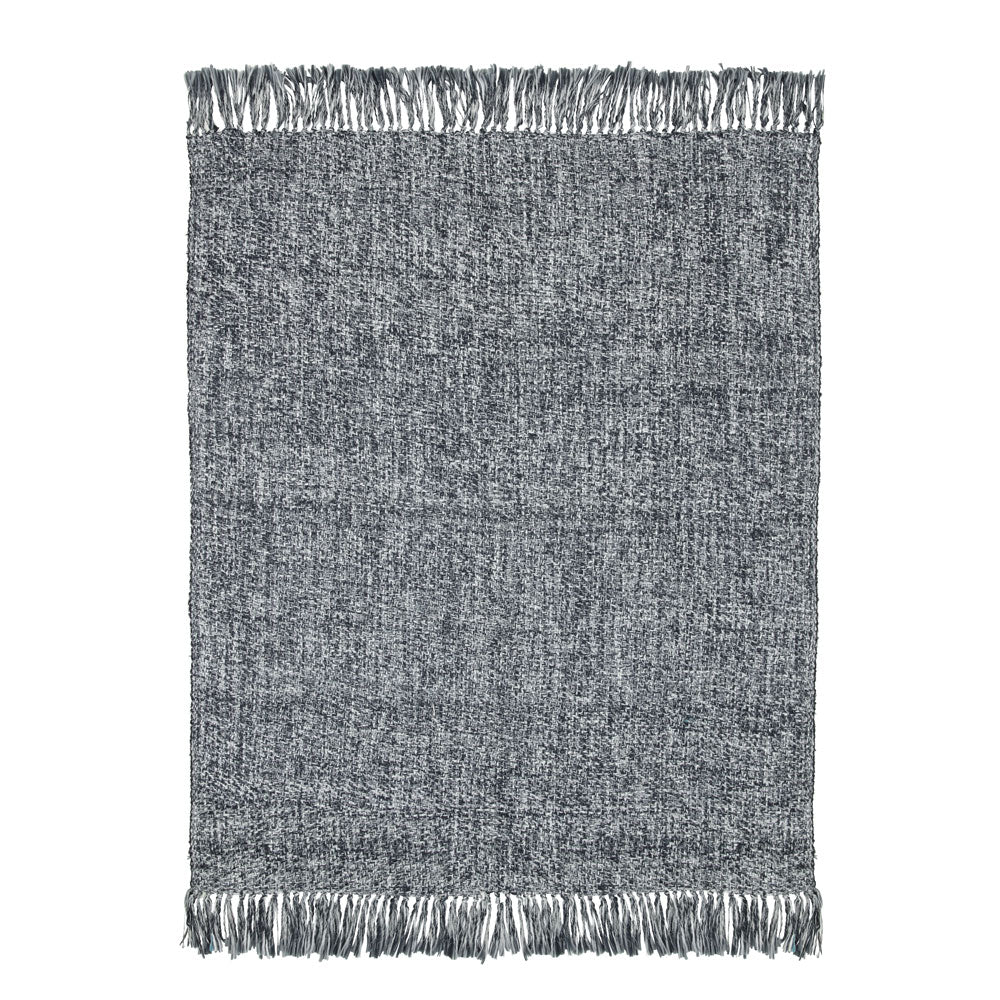 Stylish Parker Navy Acrylic Throw with Fringed Ends