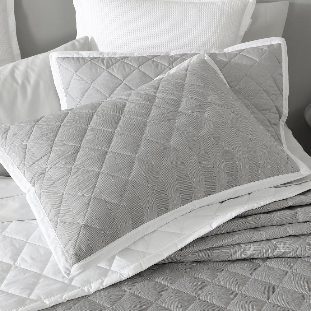 2-Pack Logan and Mason Essex Pewter Pillowshams with Herringbone Pattern