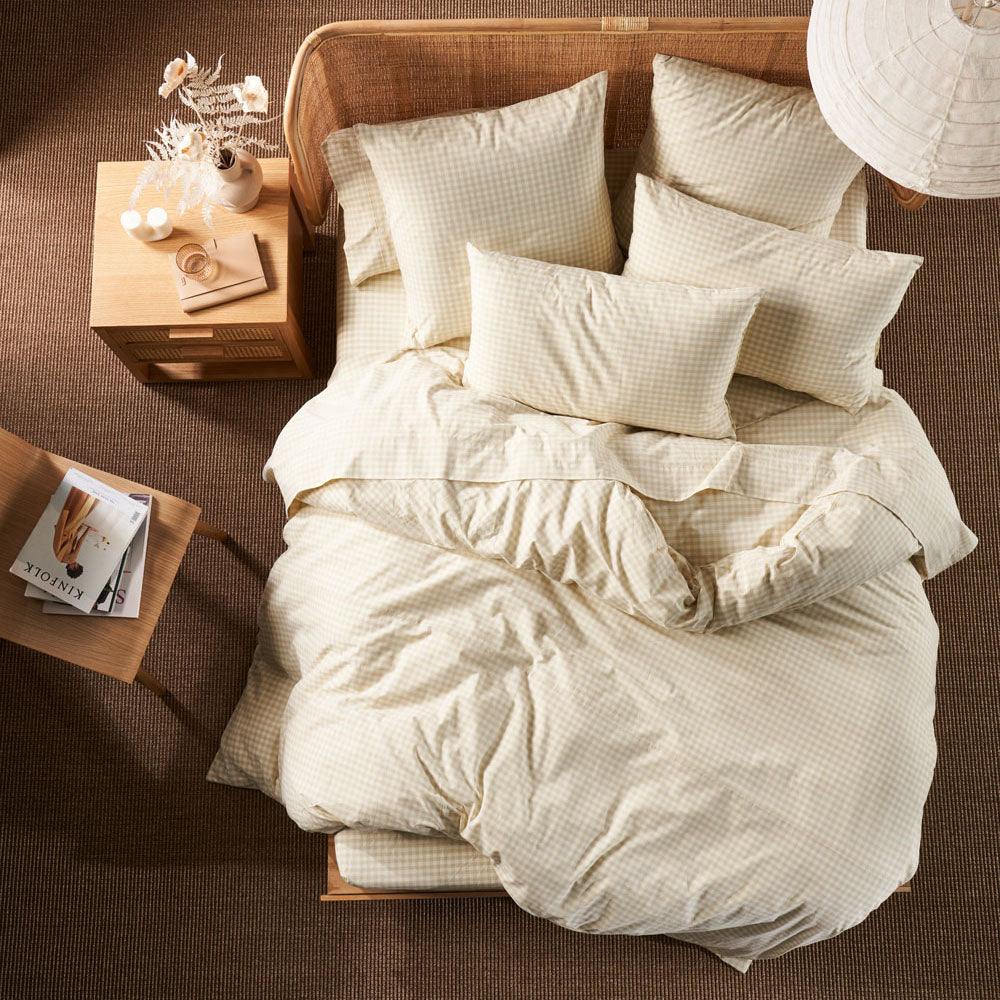 Linen House Springsteen Stone King Size Bed Quilt Cover Set - Ideal for Bed Decor