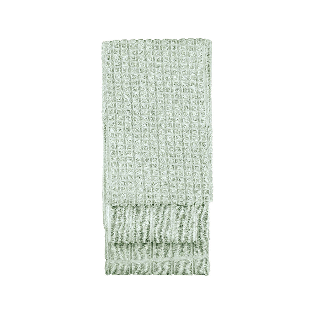 Three-Piece Set of Sage-Colored Microfiber Tea Towels for Kitchen Use