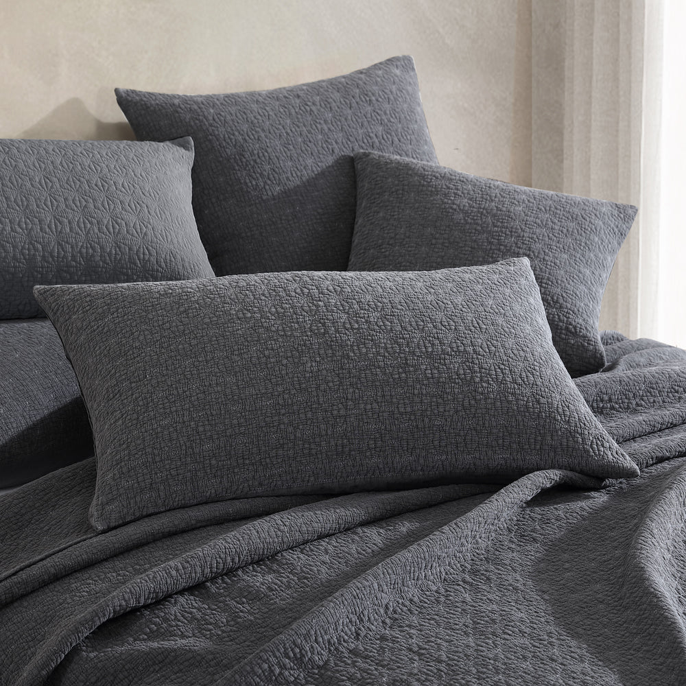 Platinum Logan and Mason Kayo Charcoal Bed Coverlet for Queen or King Size Beds