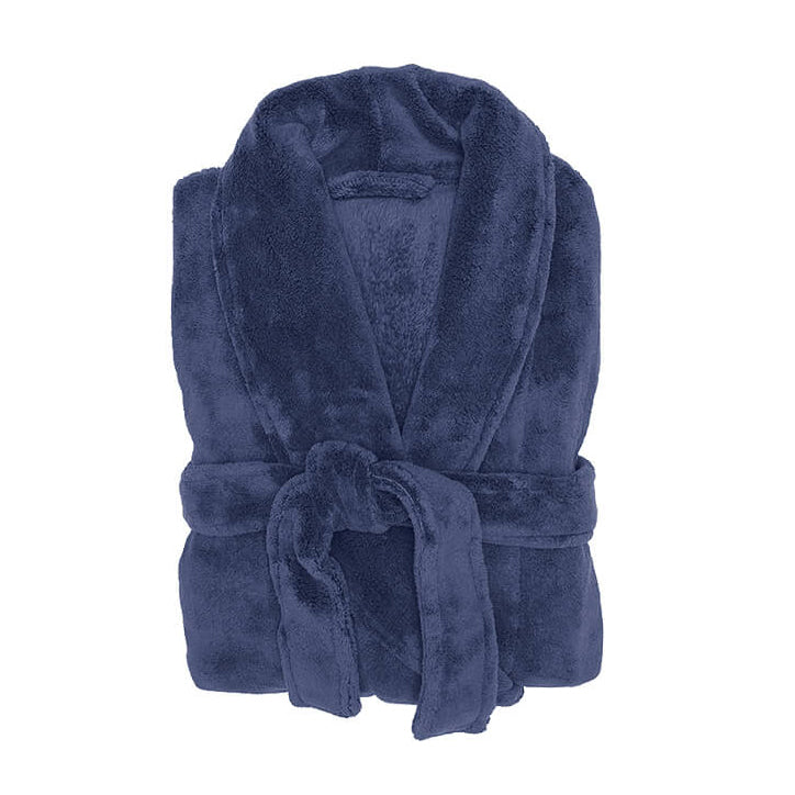 Large and X-Large Microplush Fleece Bathrobe in Denim Style